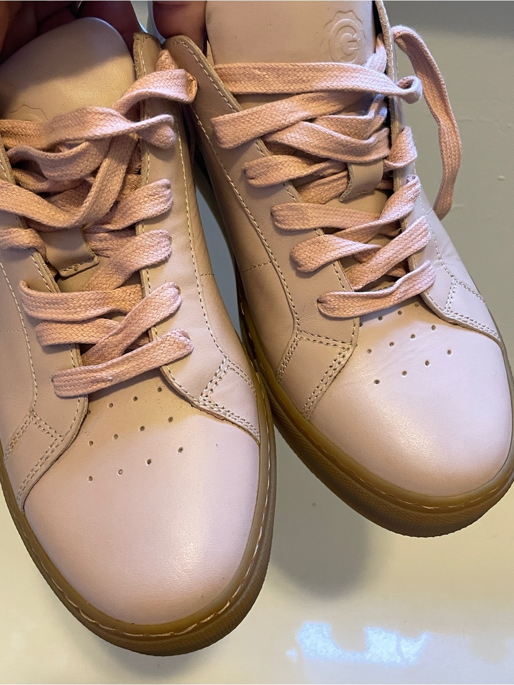 Greats Pale Pink Leather Low-Top Sneakers